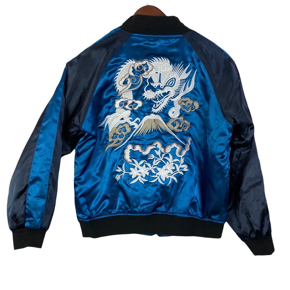 Rare! "SUKAJAN" Dragons and Mt. Fuji VKozen embroidery Bomber Jacket Blu… - Picture 4 of 10